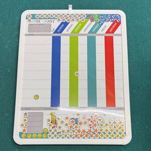 Chore Chart Dry Erase Calendar - White with Blue, Green, Teal, Red Accents